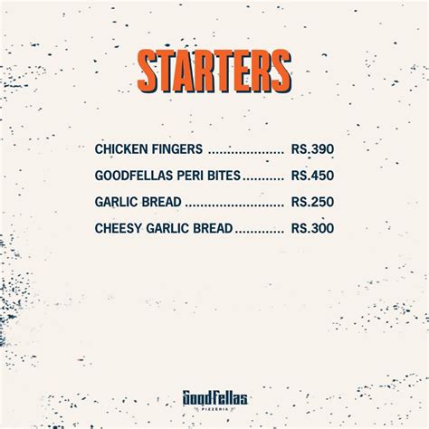 Goodfellas Pizzeria Menu - Restaurant Menu