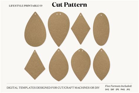 Earrings SVG Template Cut File Cricut Earrings Bundle Leather Earring By Lifestyle Printable Co ...