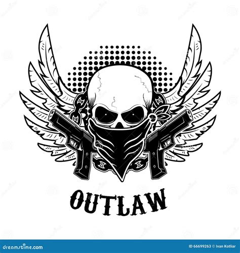 Outlaw T-shirt Print Design Template. Stock Vector - Illustration of ...