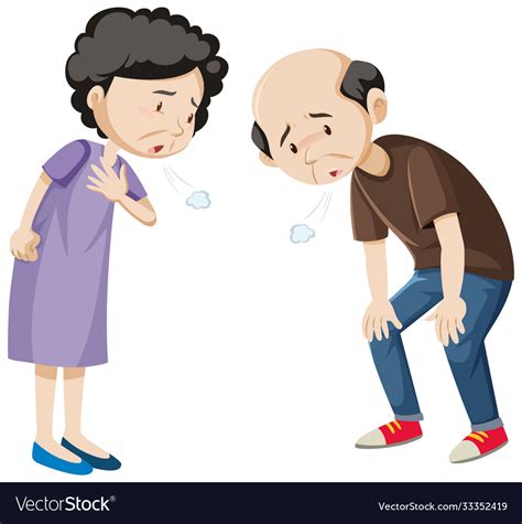 Old tired couple cartoon character Royalty Free Vector Image