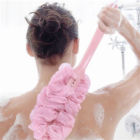 New Long Handle Hanging Soft Mesh Back Body Bath Shower Scrubber Brush Sponge - Walmart.com ...