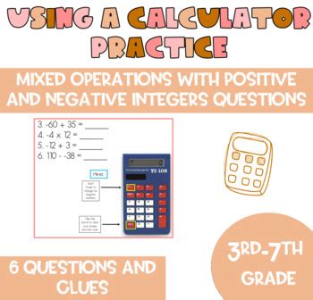 Practice Using a Calculator Positive and Negative Integers | TPT