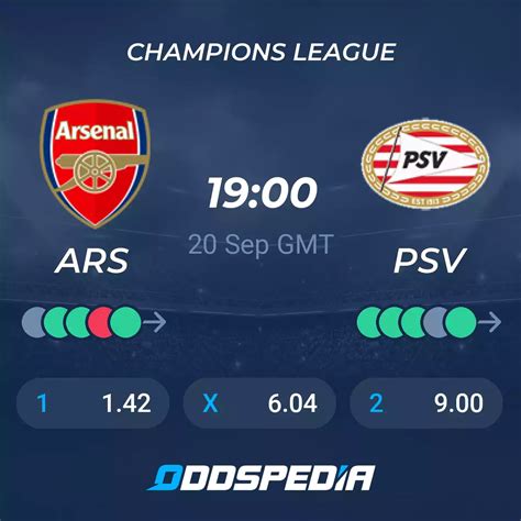 Arsenal vs PSV Eindhoven» Predictions, Odds, Live Score & Streams