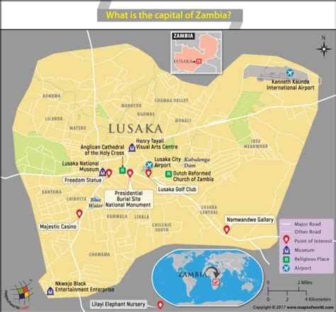 Map of Lusaka city, the capital of Zambia - Answers