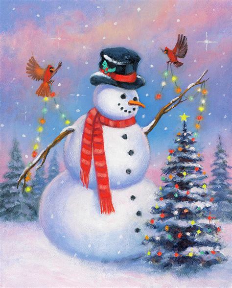 Snowman Decorating The Tree Painting by John Zaccheo - Fine Art America