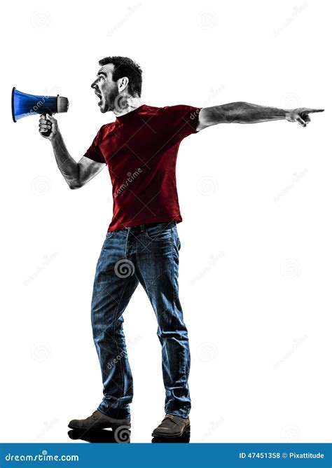 Man with Megaphone Silhouette Stock Photo - Image of people, screaming: 47451358