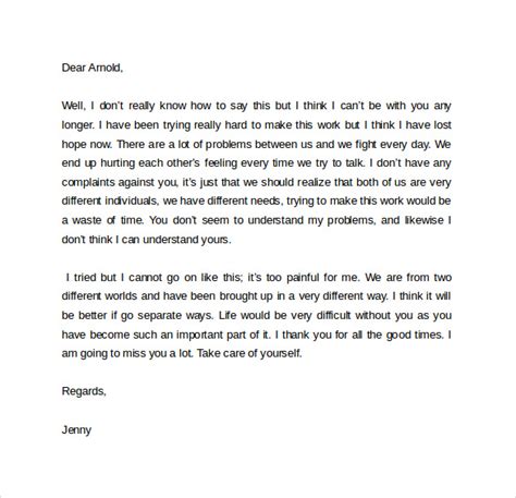 FREE 13+ Sample Breakup Letter Templates in PDF, Word