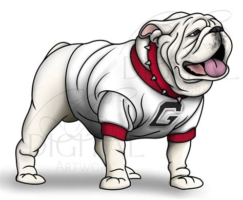 Georgia Bulldogs Mascot UGA Version 2 White Drawing Digital - Etsy