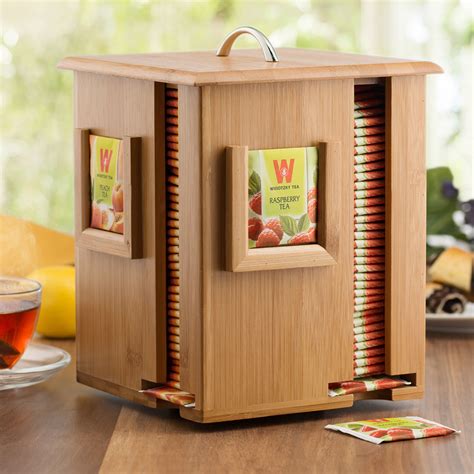 Bamboo Tea Box Storage Sugar Bag Organizer 4 Sections Wood Packet Container 19962867361 | eBay