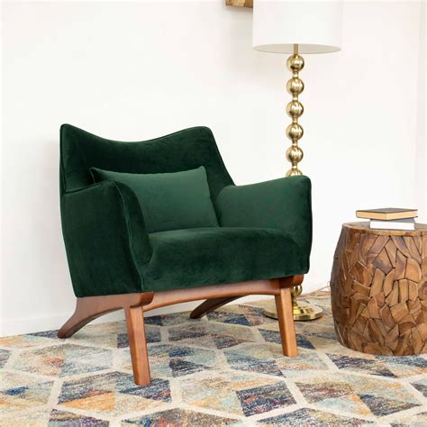 Casper Lounge Chair (Dark Green - Velvet) | Accent chairs for living ...