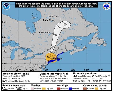 Tropical Storm Isaias 2020 on fast track through the Northeast with 65 ...