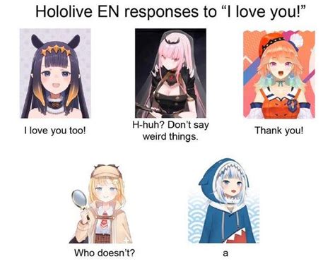 I love all of them - Hololive | Anime funny, Funny memes, Anime character design