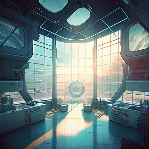 Premium AI Image | Futuristic laboratory with huge windows and scifi ...