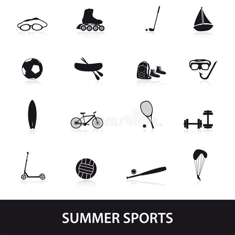 Summer Sports and Equipment Icon Set Eps10 Stock Vector - Illustration of goggles, diving: 40229225