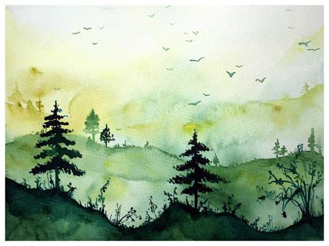 watercolor forest - Google Search in 2021 | Tree watercolor painting ...