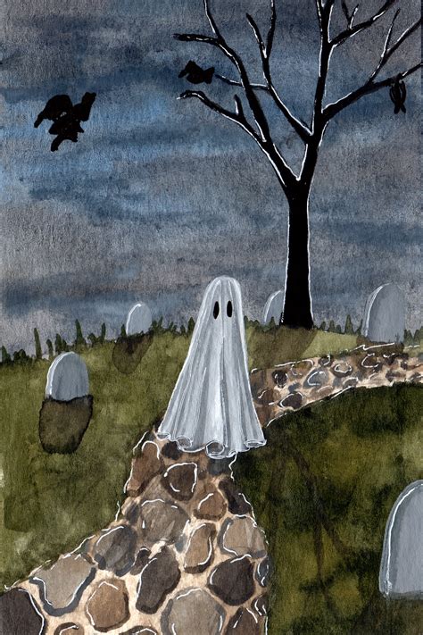 Graveyard Ghost - Mini Painting - Flukelady