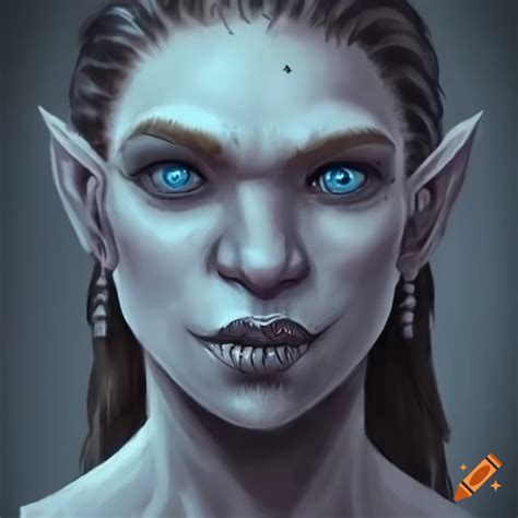 Dnd goliath female character with tribal face tattoo on Craiyon