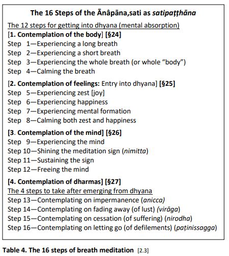 personal practice - Anapanasati - are the 16 considered progressive sequence of steps ...