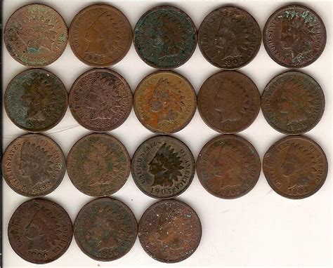 Collection of 18 Indian Head Pennies - For Sale, Buy Now Online - Item #423791