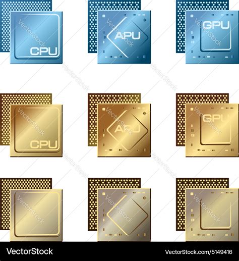 Different types of processors Royalty Free Vector Image