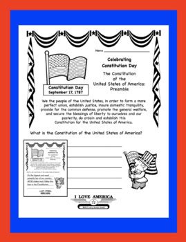 Celebrating Constitution Day Worksheet by Kathy Goosev Howell | TpT