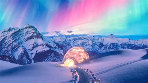 Beautiful, Colorful, Sky, Igloo, Aurora Borealis, Northern, Lights, Scenery, 4K, #6.441 Wallpaper