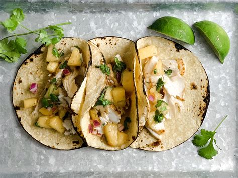 Blackened Fish Tacos with Peach Salsa - Modern Homemade