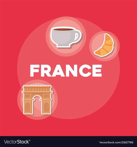 France culture card with set icons Royalty Free Vector Image