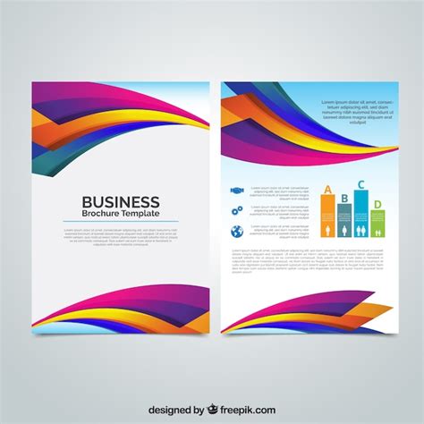 Free Vector | Business brochure with colored wavy forms