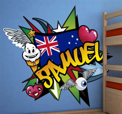 Graffiti Name australian flag urban sticker - TenStickers