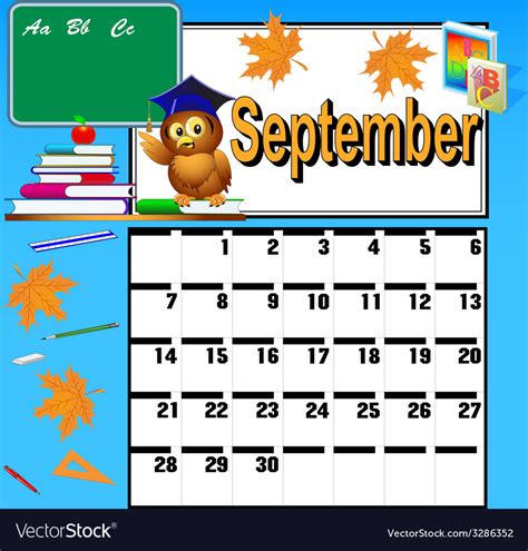 Calendar for September and school books Royalty Free Vector