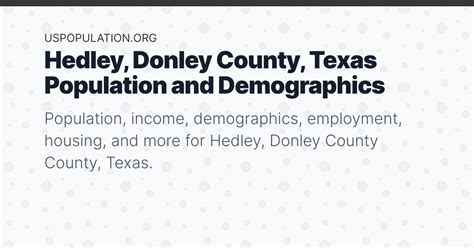 Hedley, Donley County, Texas Population | Income, Demographics, Employment, Housing