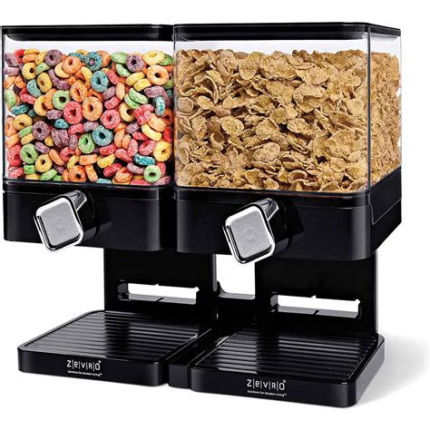 Zevro by Honey Can Do Compact 17.5 oz. Double Cereal Dispenser, Black and Chrome - Walmart.com ...