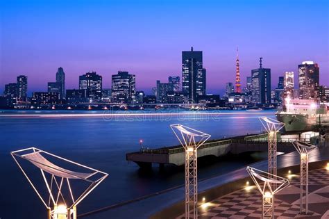 Tokyo Bay with Tokyo Tower at Sunset Stock Photo - Image of japan ...