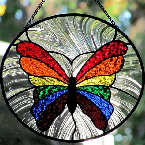 Rainbow butterfly for Addie | Stained glass butterfly, Stained glass crafts, Glass art pictures