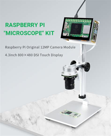 Raspberry Pi - Raspberry Pi Microscope Kit, 12MP Visual Magnification, Microscope Screen Bracket