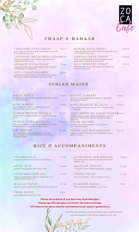 Zoca Cafe Menu, Menu for Zoca Cafe, Bodakdev, West Ahmedabad, Ahmedabad