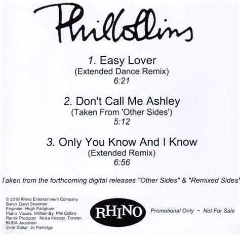 Promo CD – PC – Easy Lover (Extended remix) – Remixed Sides – The Genesis Archive