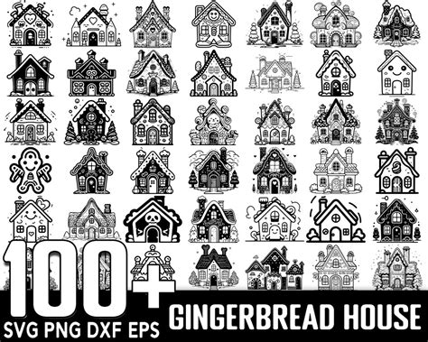 100 Gingerbread House SVG Bundle, Instant Digital Download, PNG, SVG Cut Files - Etsy