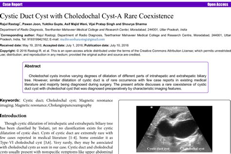 US image shows partially distended gall bladder with cystic duct cyst ...