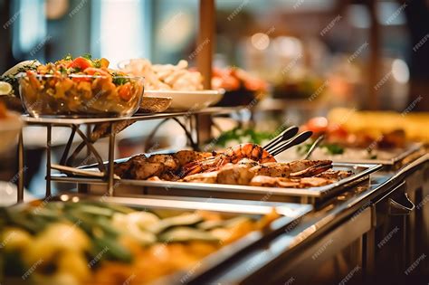 Premium Photo | Food on a buffet table at the hotel