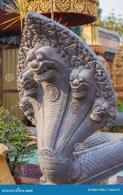 Stone Carved of Five-headed Snake As Decoration. Stock Photo - Image of continent, myth: 68551986