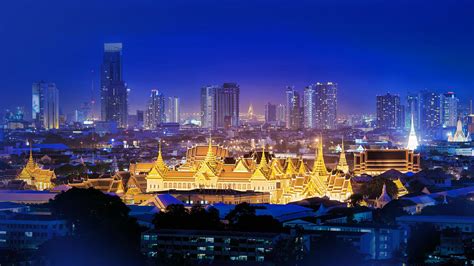 Skyscraper Bangkok Grand Palace With Lights In Thailand HD Travel Wallpapers | HD Wallpapers ...