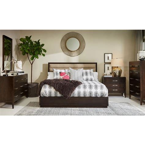 Artiste Lee Bedroom Set (Dark Cherry) W/ Cary Upholstered Bed ART ...