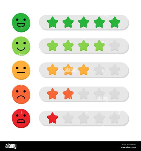 Feedback concept. Color five stars rating and emoji scale for web and ...