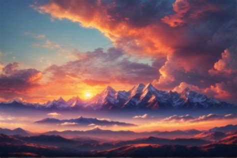 Sunset Sky Mountain Range Landscape Graphic by Forhadx5 · Creative Fabrica