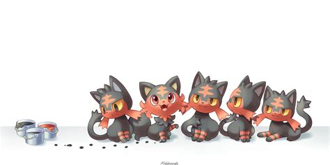 sprigatito and litten (pokemon) drawn by sasabunecafe | Danbooru