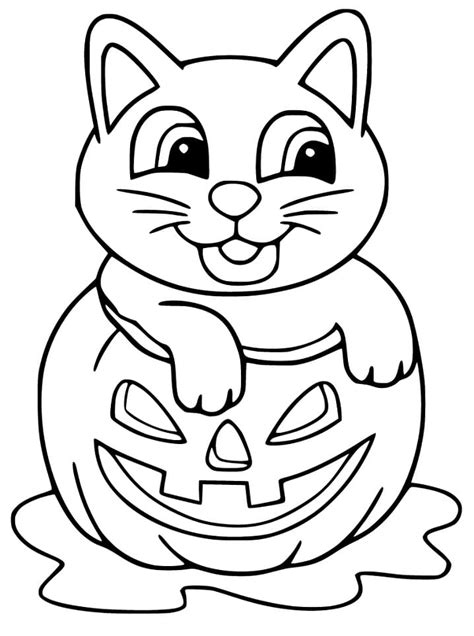 Halloween Cat Smiling Coloring Page - Free Printable Coloring Pages for ...