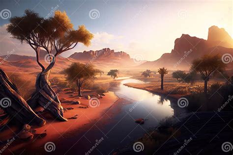 Chad Landscape with Mountains and River. Generative AI Art Stock ...