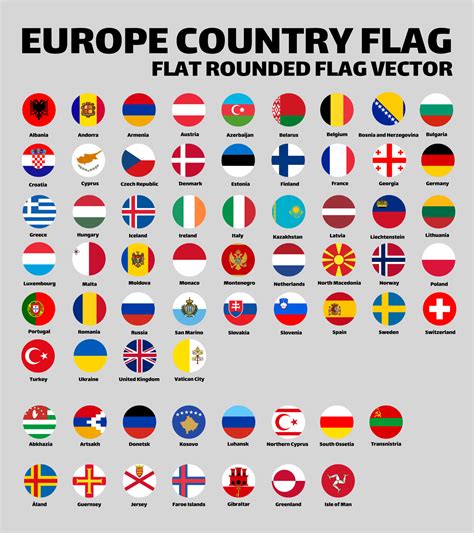 Set of All Europe Country Flags Rounded Flat Vector 6077558 Vector Art ...